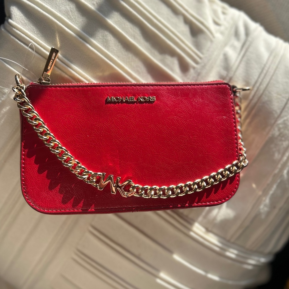 Michael Kors patent leather shoulder bag clutch